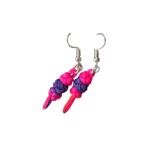 ARETES NUDO ROSA MEXICANO/MORADO